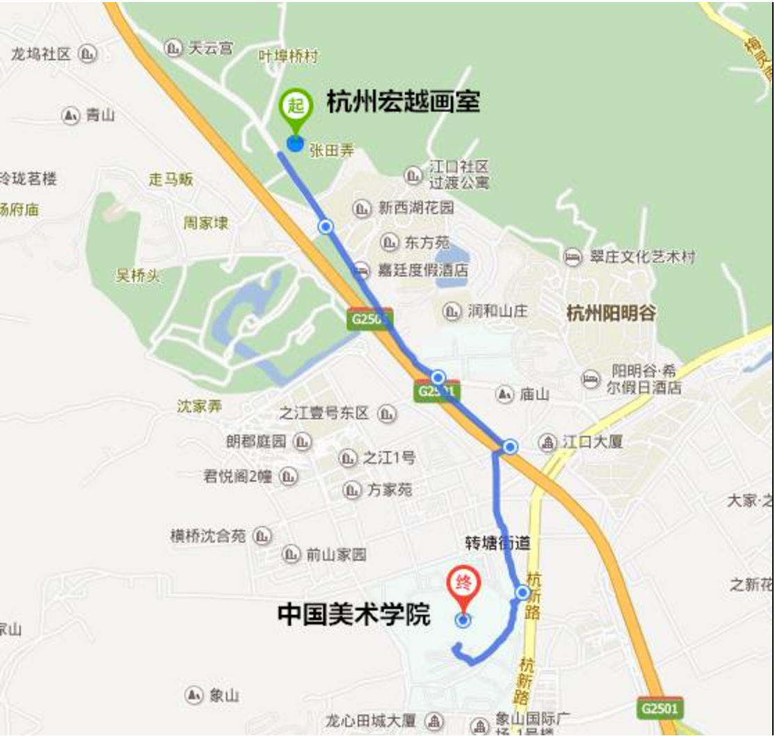 联系接送 (1)自驾车家长到达杭州转塘镇中国美术学院象山中心校区正